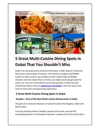 5 Great Multi-Cuisine Dining Spots in Dubai to Know About