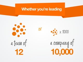 a team of
12
a company of
10,000
or x 1000
Whether you’re leading
 