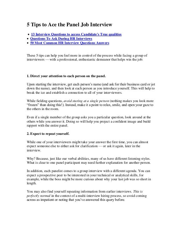 5 Great Tips to Ace the Panel Job Interview