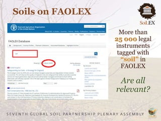 Soils on FAOLEX
More than
25 000 legal
instruments
tagged with
“soil” in
FAOLEX
Are all
relevant?
 