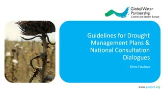 www.gwpcee.org
Guidelines for Drought
Management Plans &
National Consultation
Dialogues
Elena Fatulova
 