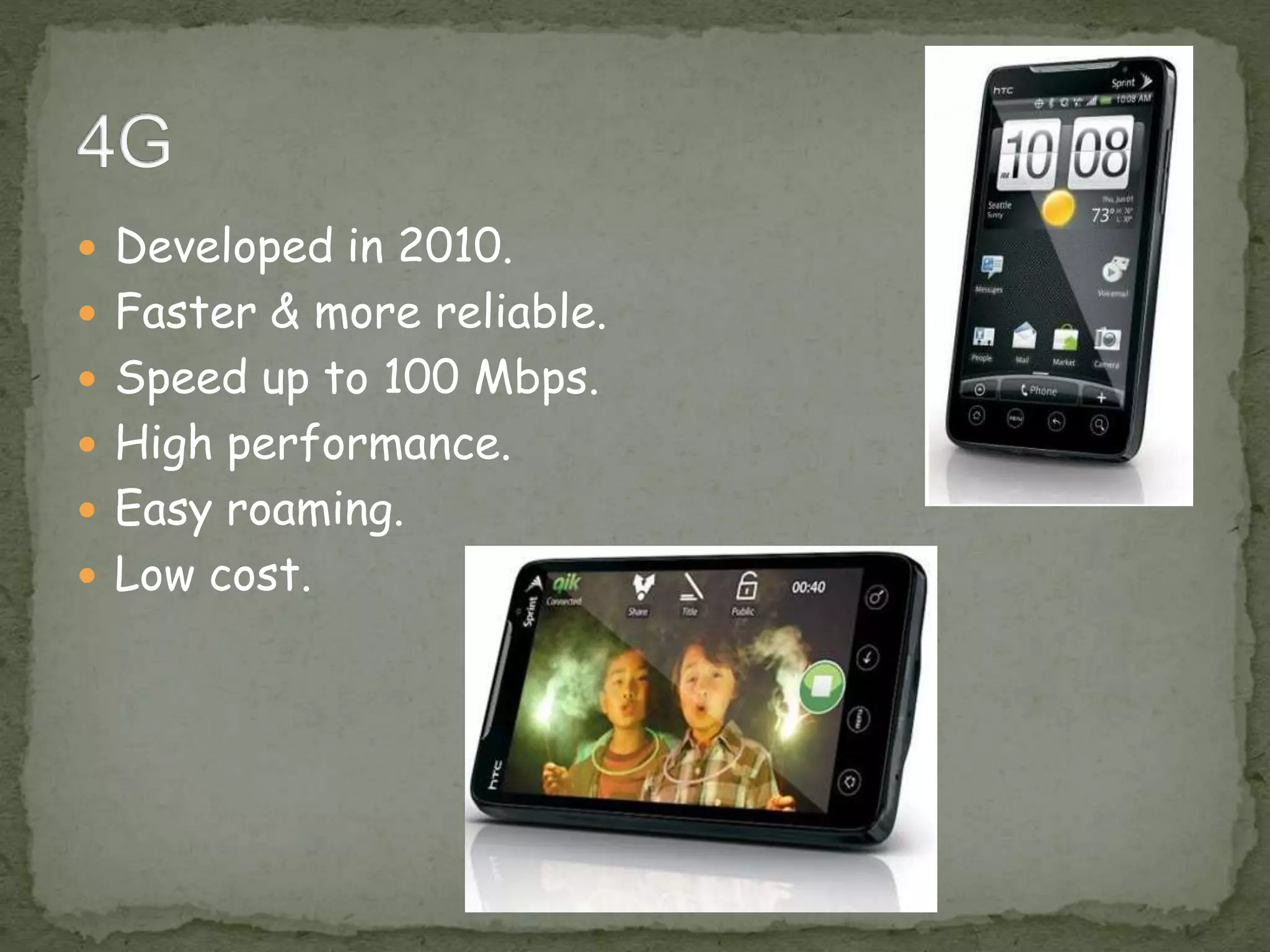  Developed in 2010.
 Faster & more reliable.
 Speed up to 100 Mbps.
 High performance.
 Easy roaming.
 Low cost.
 