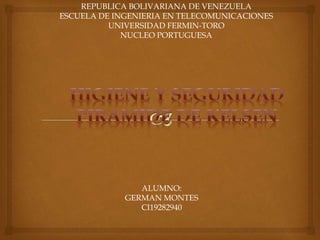REPUBLICA BOLIVARIANA DE VENEZUELA
ESCUELA DE INGENIERIA EN TELECOMUNICACIONES
UNIVERSIDAD FERMIN-TORO
NUCLEO PORTUGUESA
ALUMNO:
GERMAN MONTES
CI19282940
 