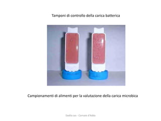 Dadila sas - Cornate d'Adda 
Tamponi di controllo della carica batterica 
Campionamenti di alimenti per la valutazione della carica microbica  