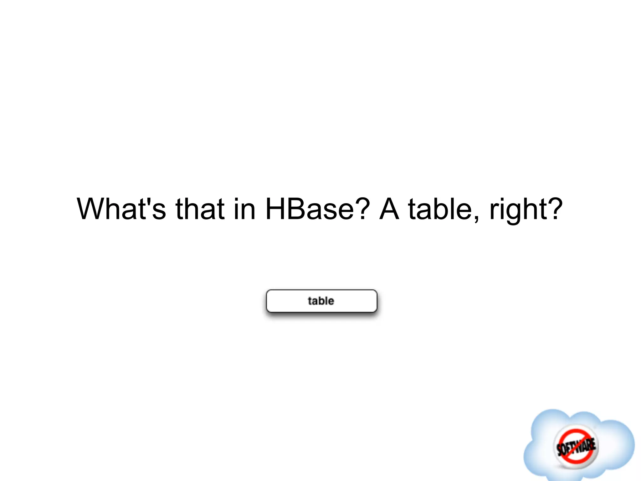What's that in HBase? A table, right?
 