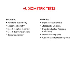FUNCTIONAL ASSESSMENT OF HEARING & VESTIBULAR FUNCTION TESTS | PPTX