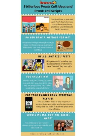 Infographic About 5 Funny Prank Call Ideas from PrankCalls4u
