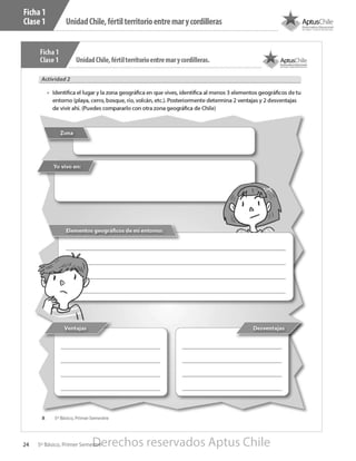 UnidadChile,fértilterritorioentremarycordilleras
24 5º Básico, Primer Semestre
Ficha 1
Clase 1
Derechos reservados Aptus Chile
 