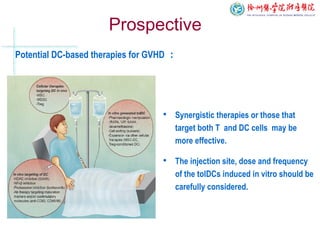 Prospective

Synergistic therapies or those that
target both T and DC cells may be
more effective.

The injection site, dose and frequency
of the tolDCs induced in vitro should be
carefully considered.
Potential DC-based therapies for GVHD ：
 
