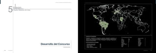 Ocupación de Participantes
Nº de Inscripciones por Inmuebles
Estudiantes y Bachilleres de Arquitectura, Arquitectos, Diseñadores (Industriales, de
mobiliarios, etc), Restauradores de Bienes Culturales, Artistas Plásticos, Ingenieros Civiles,
Jefes de Obras, Estudiantes de Turismo, Antropólogos, Arqueólogos, Negociantes y
Trabajadores Independientes.
Casa Buque Barrios Altos 180
Casa Buque Monserrate 156
Casa Jr. Junín 130
Casa Jr. Huánuco 103
Antiguo Cuartel Santa Catalina 183
?
?
?
?
?
Nº de Inscripciones por Países
Perú 538
España 149
Francia 12
Ecuador 10
México 9
Colombia 7
United Kingdom 5
Bolivia 3
Chile 3
Italia 3
Dominican Rep. 3
Brasil 2
Andorra 1
Austria 1
Bosnia 1
Germany 1
Paraguay 1
Portugal 1
Poland 1
Sudan 1
CHILE
0.4%
REPÚBLICA DOMINICANA
REPÚBLICA DOMINICANA
0.4%
BRASIL
0.3%
PERU
71.5%
SUDAN
ESPAÑA
19.8%
ALEMANIA
0.1%
POLONIA
0.1%
AUSTRIA
AUSTRIA
0.1%
BOSNIA HERZEGOVINA
BOSNIA HERZEGOVINA
0.1%
ITALIA
0.4%
PORTUGAL
PORTUGAL
0.1%
0.1%
0.1%
MEXICO
1.2%
0.1%
PARAGUAY
PARAGUAY
BOLIVIA
0.4%
COLOMBIA
COLOMBIA
0.9%
0.9%
ECUADOR
1.3%
ANDORRA
0.1%
FRANCIA
1.6%
UNITED KINGDOM
UNITED KINGDOM
0.7%
OTROS
OTROS
0.9%
Inscripciones 19
Concurso “5 Ideas para el Centro Histórico de Lima”
Inscripciones
5
Concurso “5 Ideas para el Centro Histórico de Lima”
18 Inscripciones
Desarrollo del Concurso
 