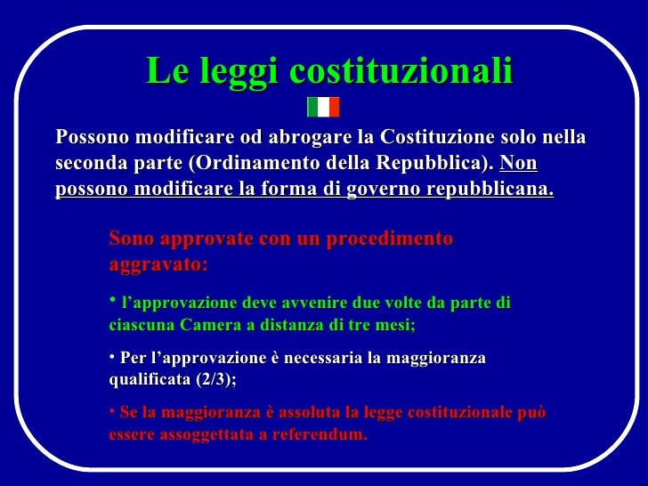 Il sistema legislativo italiano Il sistema legislativo italiano