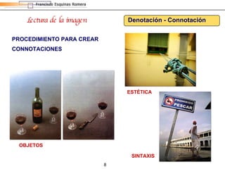 Lectura de la imagen Denotación - Connotación PROCEDIMIENTO PARA CREAR  CONNOTACIONES OBJETOS ESTÉTICA SINTAXIS 