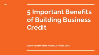 5 Important Benefits
of Building Business
Credit
WWW.THEMAVERICKCONSULTANTS.COM
 