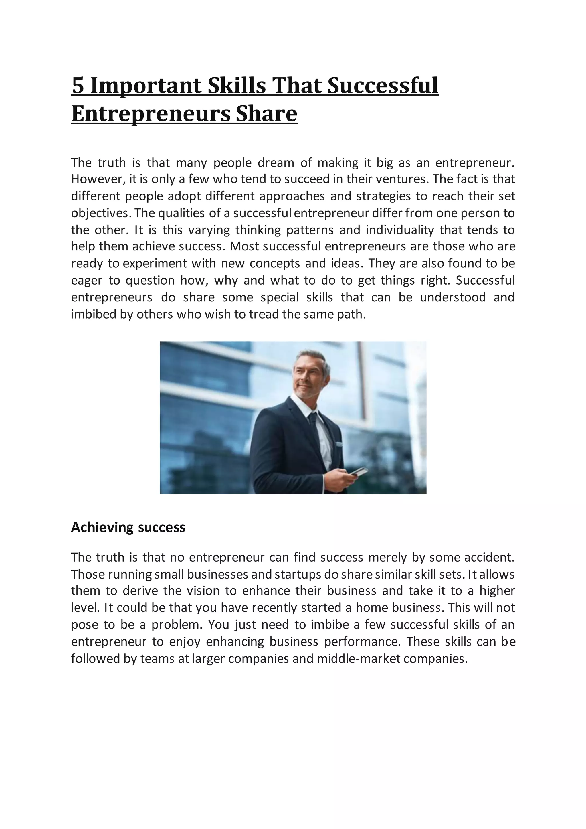 5 important skills that successful entrepreneurs share | DOCX