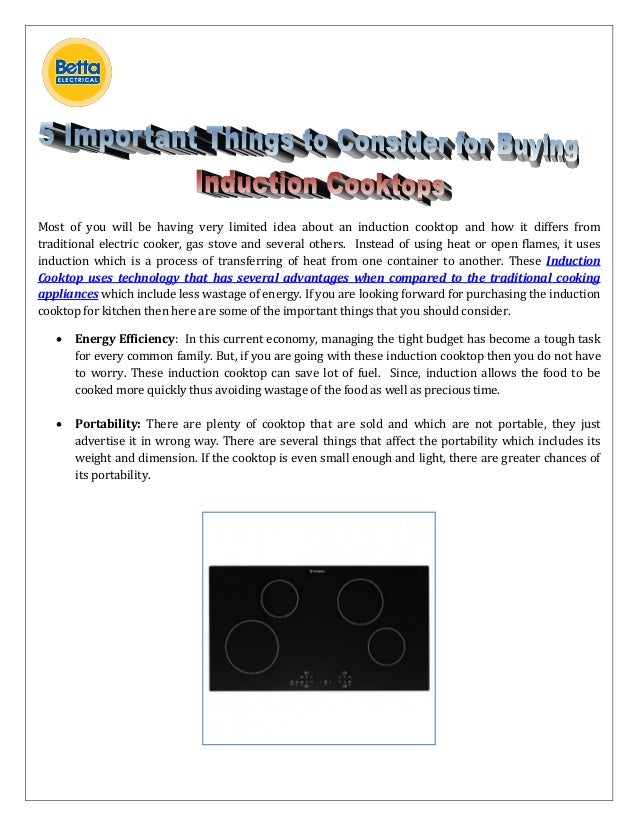 5 Important Things To Consider For Buying Induction Cooktops