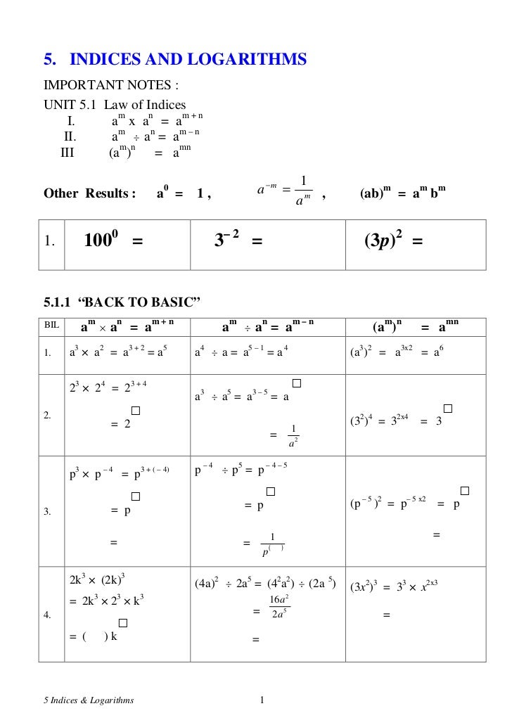 with examples pdf logarithm rules 5 indices & logarithms