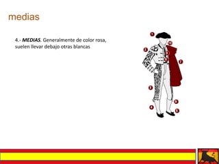 medias

 4.- MEDIAS. Generalmente de color rosa,
 suelen llevar debajo otras blancas
 