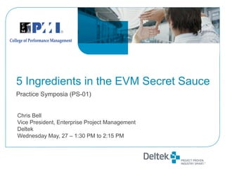 5 Ingredients in the EVM Secret Sauce
Practice Symposia (PS-01)


Chris Bell
Vice President, Enterprise Project Management
Deltek
Wednesday May, 27 – 1:30 PM to 2:15 PM
 