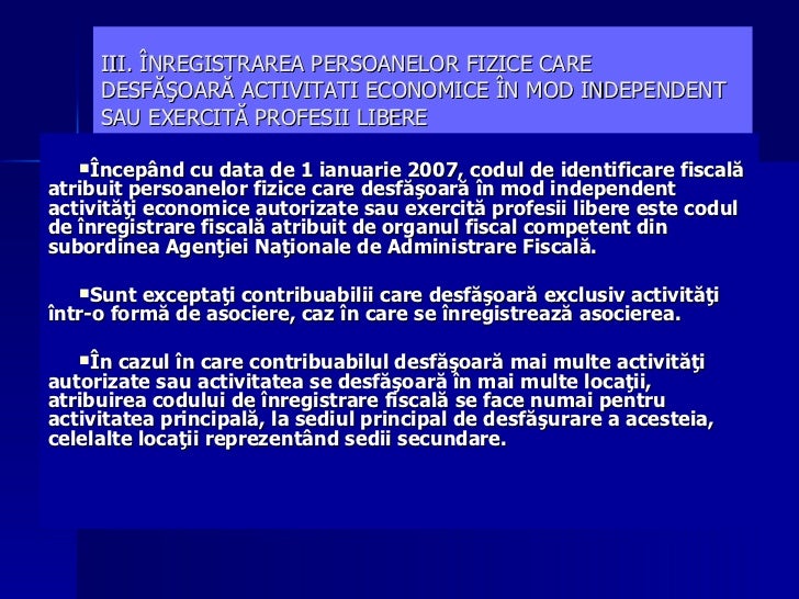 Curs Inregistrare Fiscala