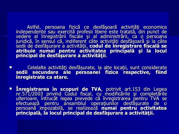 Curs Inregistrare Fiscala