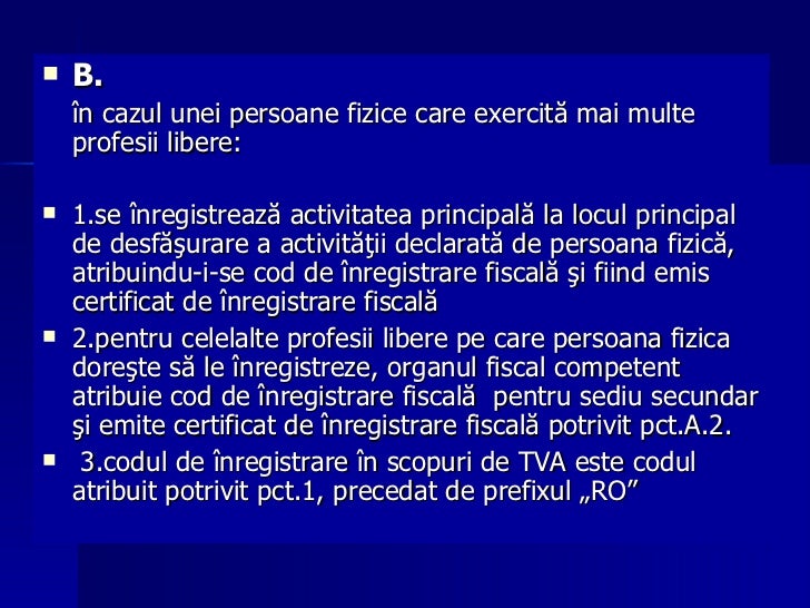 Curs Inregistrare Fiscala