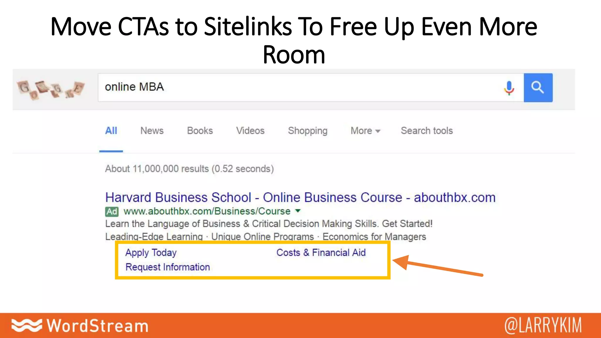 Move CTAs to Sitelinks To Free Up Even More
Room
 