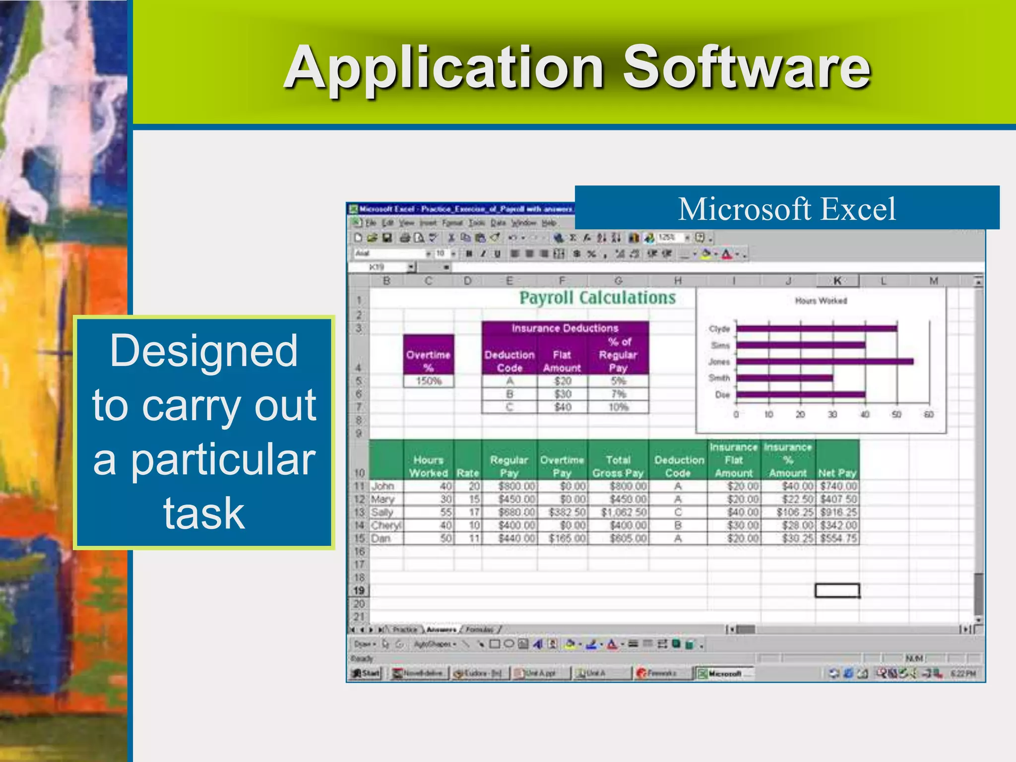 Application Software
Microsoft PowerPointMicrosoft Excel
Designed
to carry out
a particular
task
 