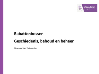 Rabattenbossen
Geschiedenis, behoud en beheer
Thomas Van Driessche
 