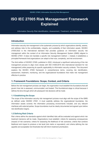 ISO IEC 27005 Risk Management Framework Explained | PDF