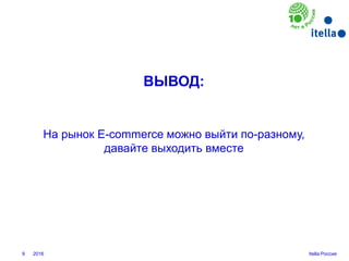 Itella Россия9
На рынок E-commerce можно выйти по-разному,
давайте выходить вместе
2016
ВЫВОД:
 