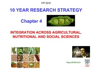 IYP 2016
10 YEAR RESEARCH STRATEGY
Chapter 4
INTEGRATION ACROSS AGRICULTURAL,
NUTRITIONAL AND SOCIAL SCIENCES
Diego RUBIALES
 