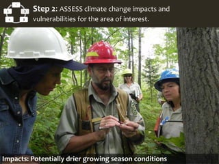 Impacts: Potentially drier growing season conditions
1
2
34
5 Step 2: ASSESS climate change impacts and
vulnerabilities for the area of interest.
 