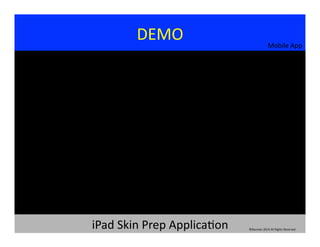 DEMO	
  
iPad	
  Skin	
  Prep	
  Applica?on	
   ©Bauman	
  2014	
  All	
  Rights	
  Reserved	
  
Mobile	
  App	
  
 