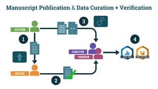< >AUTHOR
EDITOR
VERIFIER
CURATOR
1
2
3
4
Manuscript Publication & Data Curation + Verification
 