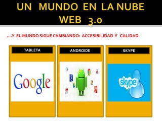 ….Y EL MUNDO SIGUE CAMBIANDO: ACCESIBILIDAD Y CALIDAD
.
TABLETA ANDROIDE SKYPE
 