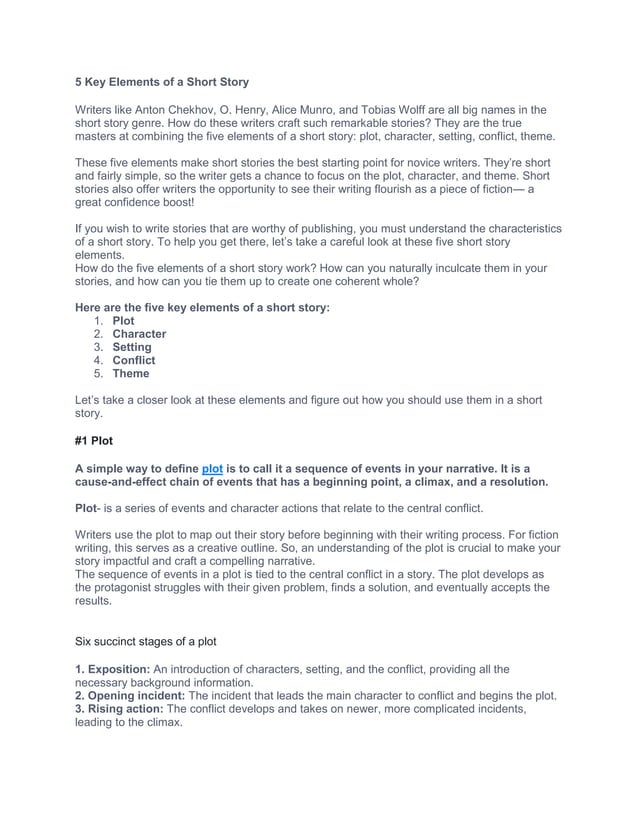 Analyse A Short Story 5 Key Elements of a Short Story.docx