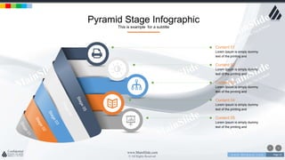 w w w . D o m a i n . c o m Page 25
www.MainSlide.com
© All Rights Reserved.
Confidential
Pyramid Stage Infographic
This is example for a subtitle
Content 01
Lorem Ipsum is simply dummy
text of the printing and
Content 02
Lorem Ipsum is simply dummy
text of the printing and
Content 03
Lorem Ipsum is simply dummy
text of the printing and
Content 04
Lorem Ipsum is simply dummy
text of the printing and
Content 05
Lorem Ipsum is simply dummy
text of the printing and
 