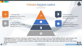 w w w . D o m a i n . c o m Page 64
www.MainSlide.com
© All Rights Reserved.
Confidential
PYRAMID DIAGRAM SAMPLE
Insert Your Subtitle
01 Business Plan
Lorem ipsum dolor sit amet, consectetur
adipiscing elit. Donec est eros.
02 Business Plan
Lorem ipsum dolor sit amet, consectetur
adipiscing elit. Donec est eros.
03 Business Plan
Lorem ipsum dolor sit amet, consectetur
adipiscing elit. Donec est eros.
04 Business Plan
Lorem ipsum dolor sit amet, consectetur
adipiscing elit. Donec est eros.
Lorem ipsum dolor sit amet, consectetur adipiscing elit. Mauris tincidunt tortor ac massa dapibus efficitur. Sed molestie, nibh
a maximus accumsan, risus justo finibus enim, a indum nisl urna scelerisque dolor. Sed vitae ultrices leo. Proin in nisl
purus. Etiam rhoncus, est mattis maximus efficitur, sapien massa varius nibh, nec ullamcorper nulla purus ac ex. Duis metus
tristique aliquam eros.
 