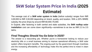 5kW Solar System in India – Cost, Benefits & Subsidy 2025 | PDF