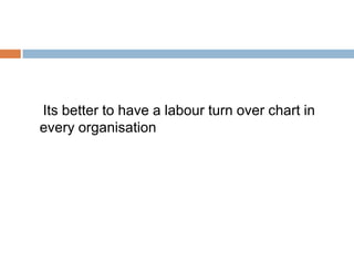 Its better to have a labour turn over chart in
every organisation
 