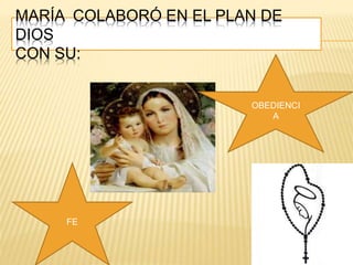 MARÍA COLABORÓ EN EL PLAN DE
DIOS
CON SU:
OBEDIENCI
A
FE