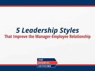 5 Leadership Styles
That Improve the Manager-Employee Relationship
 