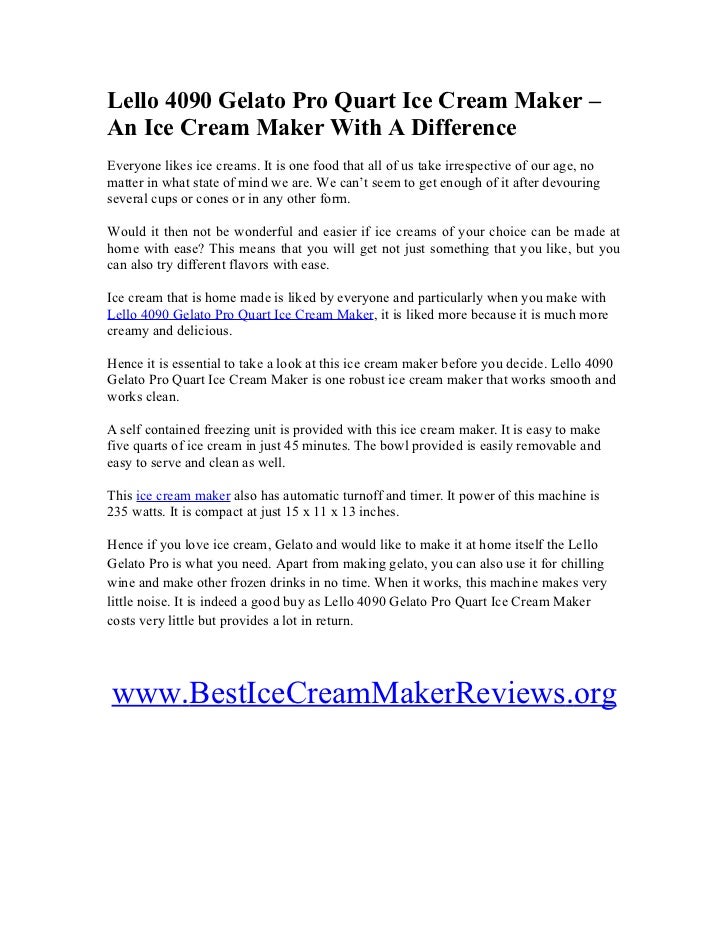 Lello 4090 Gelato Pro Quart Ice Cream Maker An Ice Cream Maker With A