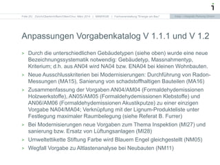 Intep – Integrale Planung GmbHIntep – Integrale Planung GmbHFolie 22
Anpassungen Vorgabenkatalog V 1.1.1 und V 1.2
| Züric...