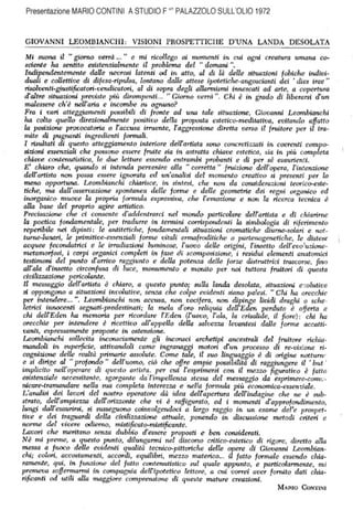 Leombianchi: “Visioni prospettiche d’una landa desolata”, presentazione di Mario Contini alla mostra allo Studio F di Palazzolo sull’Oglio, 1972