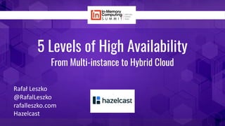 5 Levels of High Availability
From Multi-instance to Hybrid Cloud
Rafał Leszko
@RafalLeszko
rafalleszko.com
Hazelcast
 