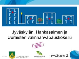 Jyväskylän, Hankasalmen ja
Uuraisten valinnanvapauskokeilu
11.4.2018
 