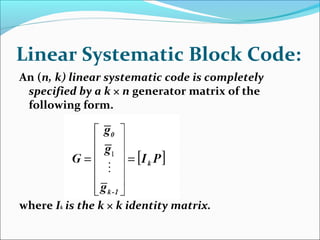 5 linear block codes | PPT | Programming Languages | Computing