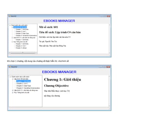 Khi chọn 1 chương, nội dung của chương sẽ được hiển thị như hình vẽ
 