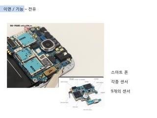 이면 / 기능 – 전유
스마트 폰
각종 센서
9개의 센서
 